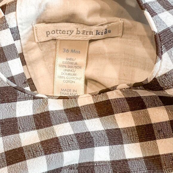 Pottery Barn Kids Brown White Gingham Checkered Picnic Party Dress Size 3Y - Picture 6 of 6
